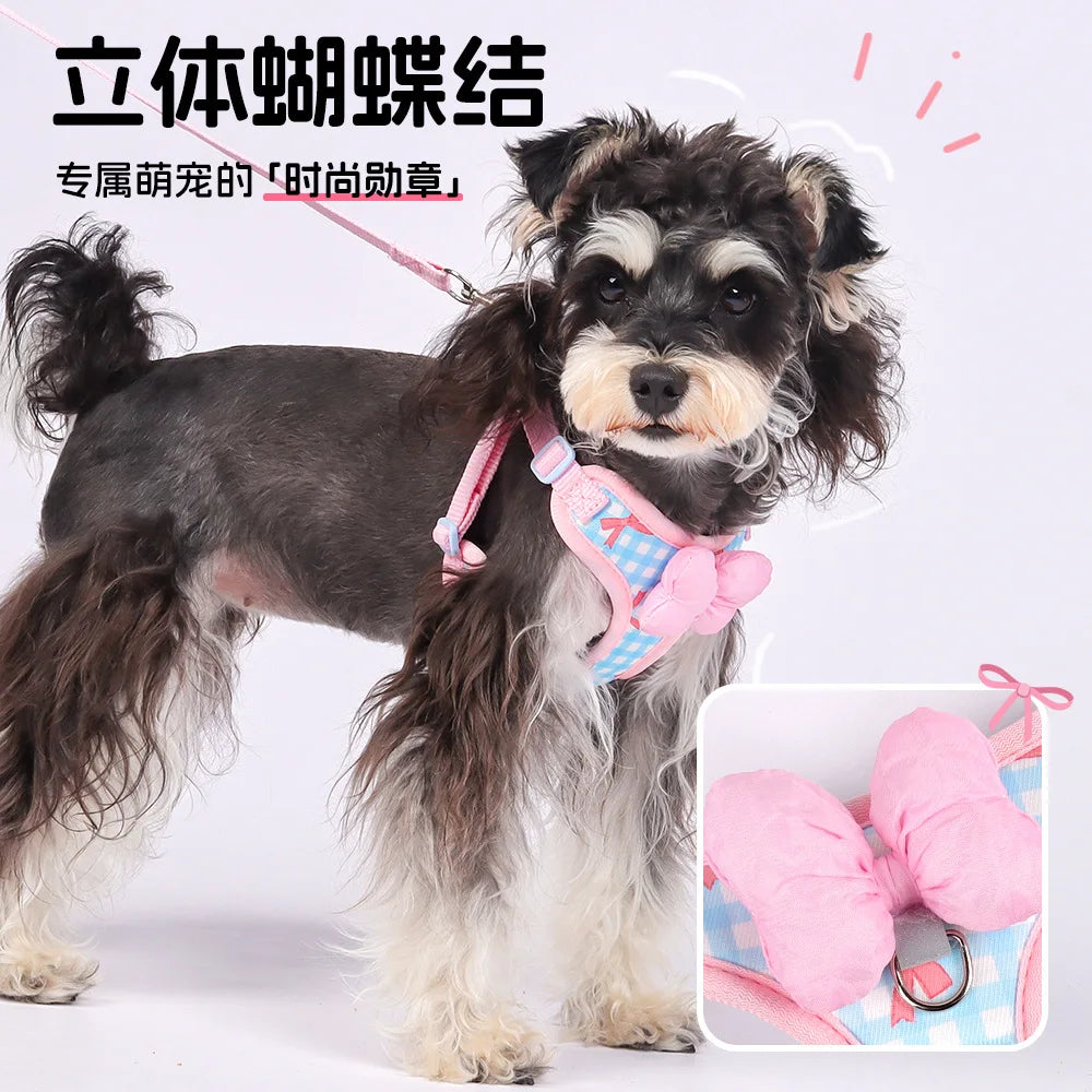 New dog leash pet chest back outdoor puppy bear teddy chest strap breathable walking dog leash
