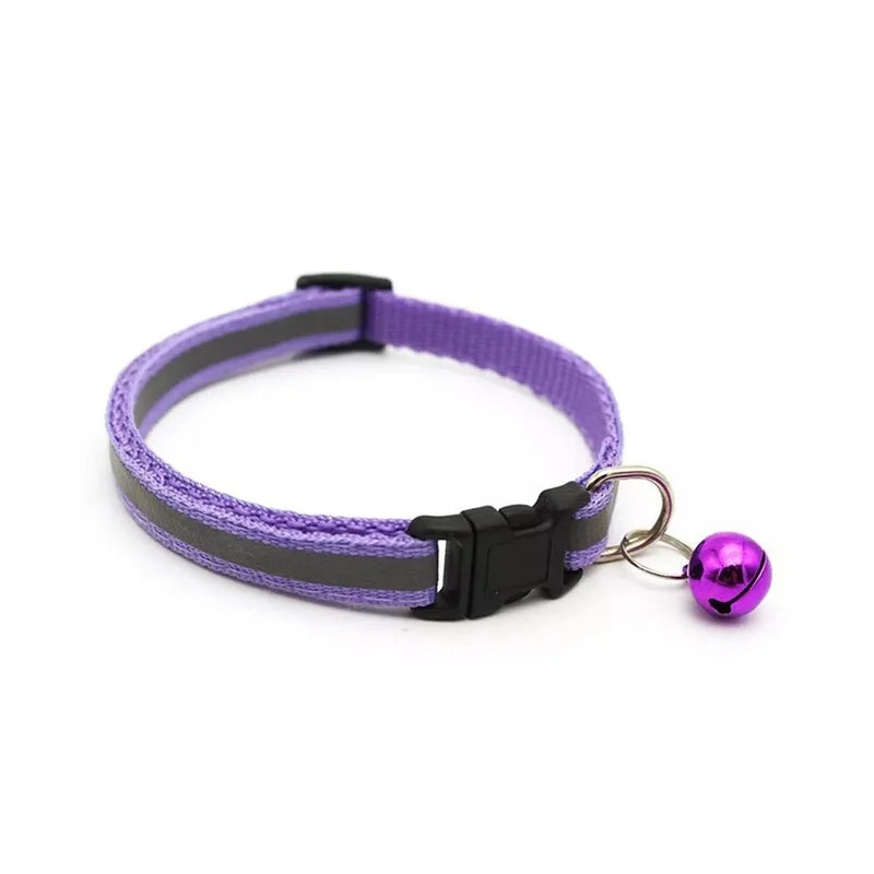Reflective Dog Collar Pet Cat Puppy Nylon Collar with Bell Neck Adjustable NEW