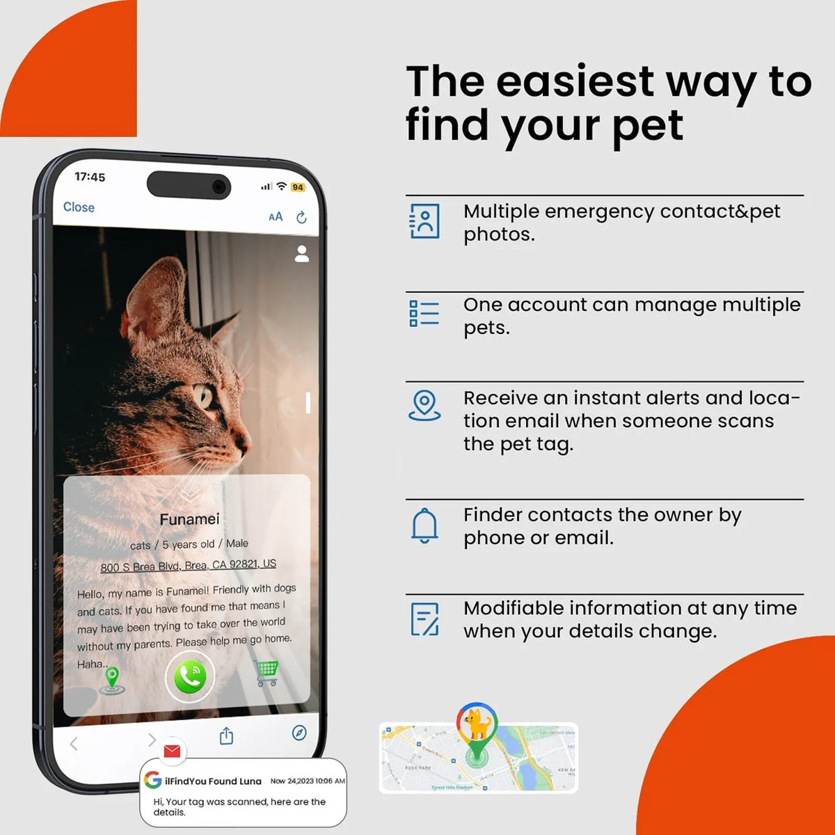 Anti-loss Cat Collar with Airtag Holder, Breakaway QR Code Tag Buckle, Adjustable kittens collar with for apple Air Tag case