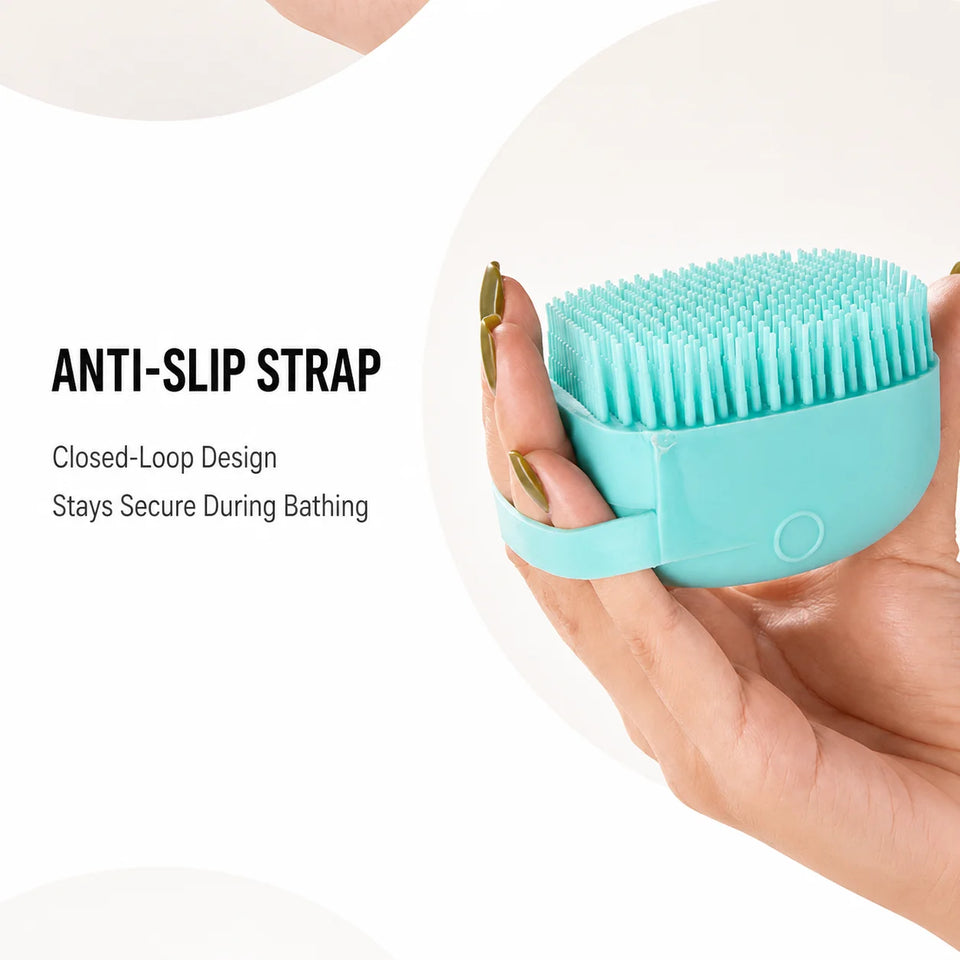 Dog Bathing Brush Pet Massage Brush Shampoo Dispenser Soft Silicone Brush Rubber Bristle for Dogs and Cats Shower Grooming Tool