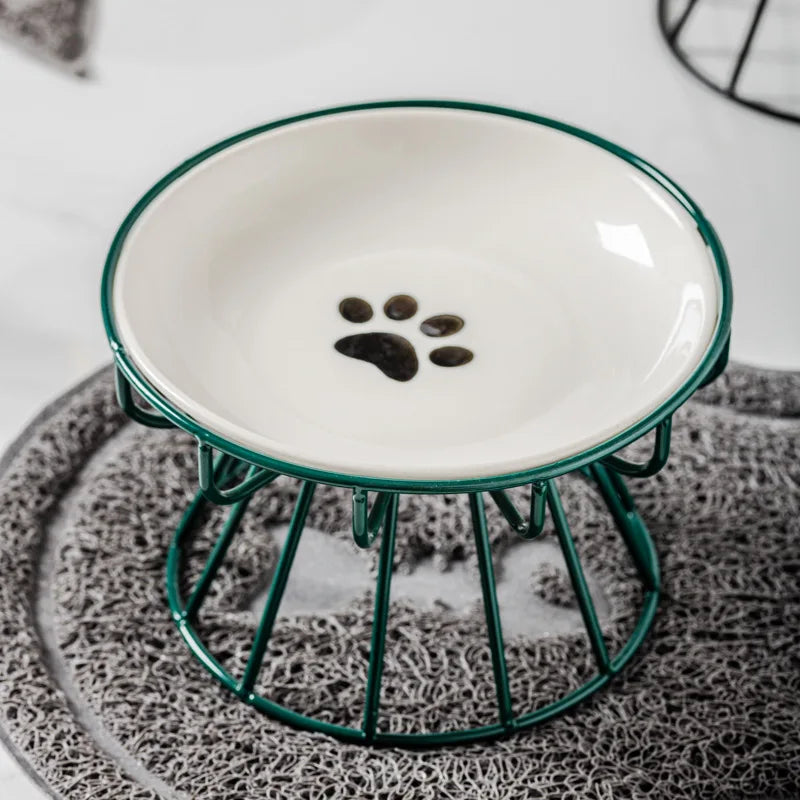 Ceramic cat bowl, pet cat bowl, cat dish, can‑feeding dish, water bowl, kitten dish; supports neck health and helps prevent chin
