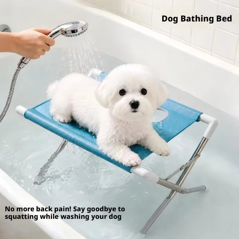 Pet Grooming Hammock Stand Foldable Cat Dog Bathing Rack Quick Dry Mesh Nail Trimming Holder for Small Medium Pets