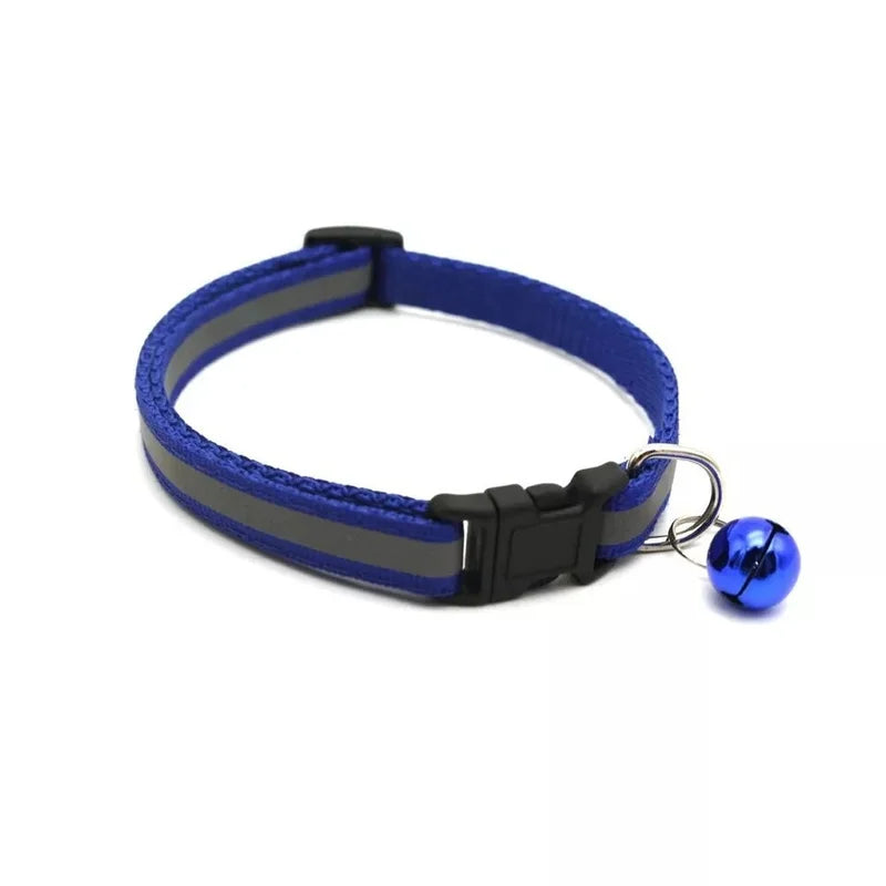 Reflective Dog Collar Pet Cat Puppy Nylon Collar with Bell Neck Adjustable NEW
