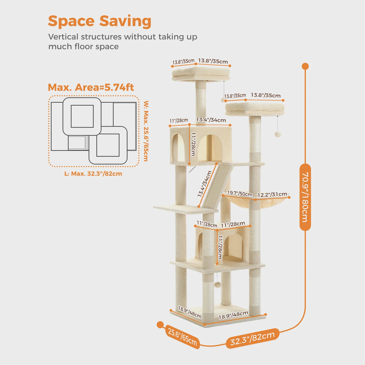 Large Multi-Level Cat Tower with Caves & Perches