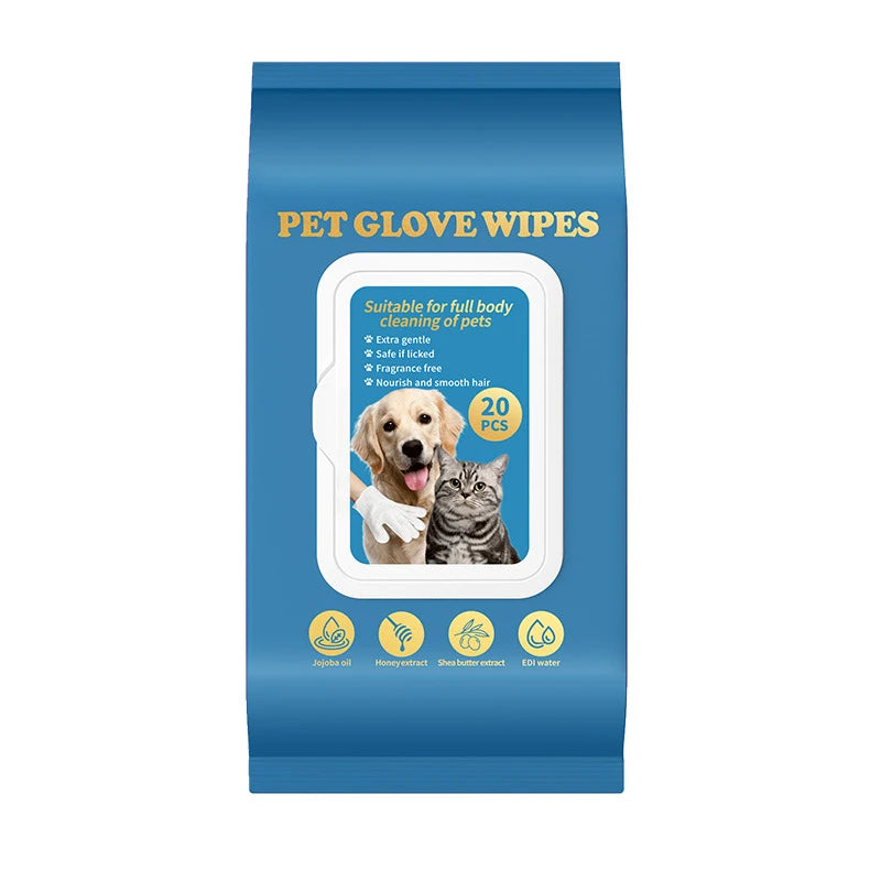No-Rinse Grooming Glove Wipes for Pets