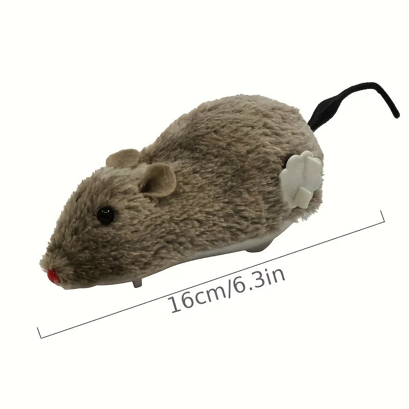 1 Interactive Cat and Dog Toy - Durable Plastic Clock Mouse with Running Mouse Function, Battery-Free Fun Suitable for All Breeds, Black, Beige, Brown, Cat Toy