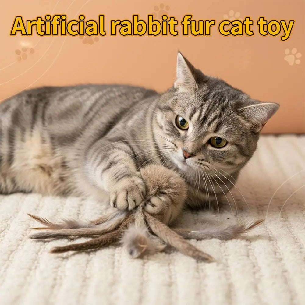 Faux Rabbit Fur Interactive Pet Toys for Cats & Dogs Kitten Hunting Toy Soft Plush Fluffy Cat Kicker Toy Cat Toys