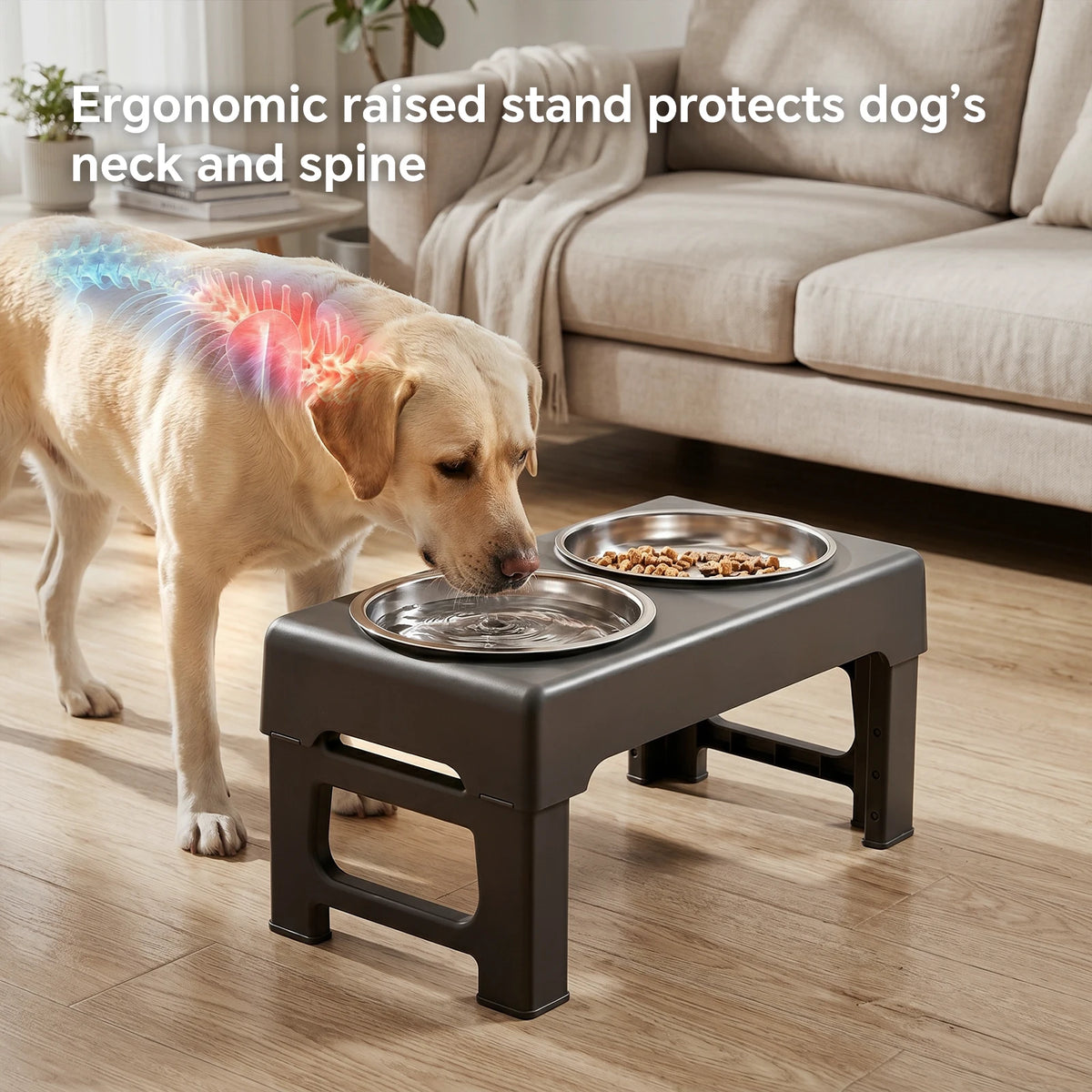 Adjustable Elevated Double Dog Bowl Stand