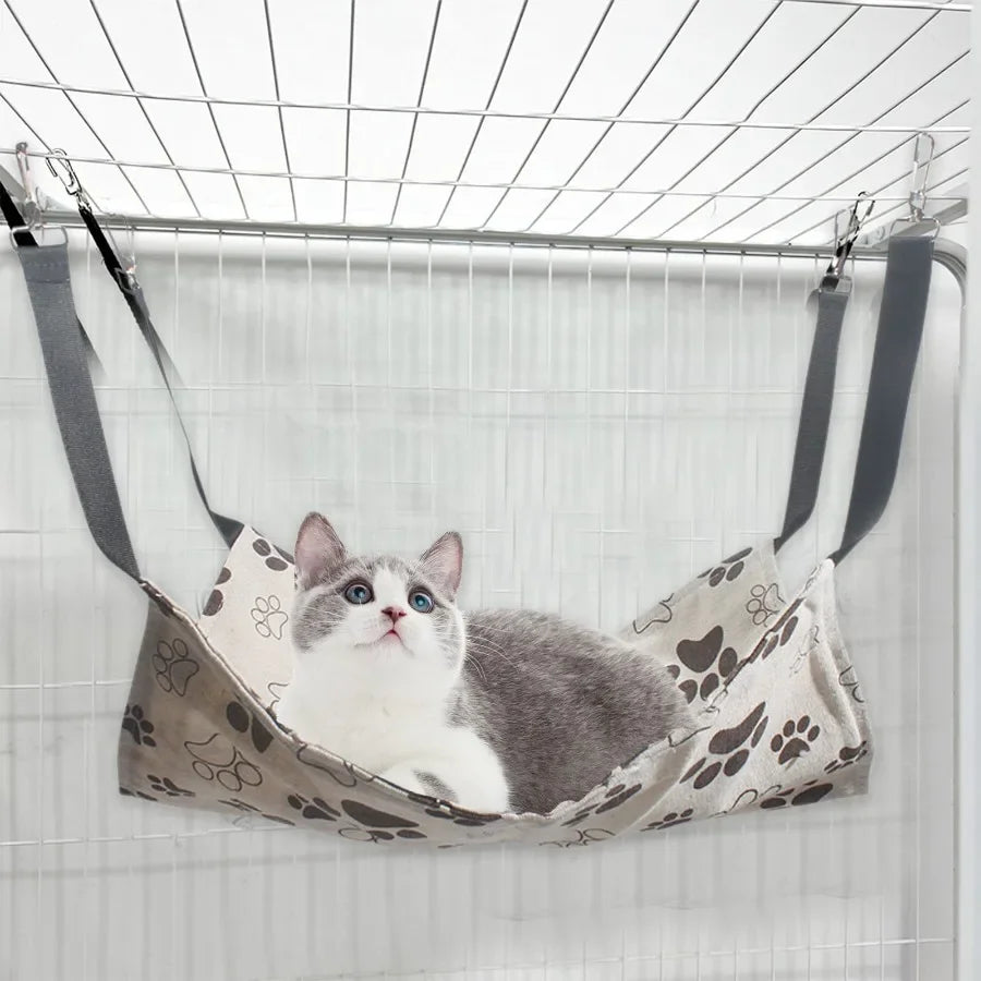 10.6 Inch Double Sided Pet Cage Hammock Cotton Linen Hanging Bed with Durable Metal Hooks Soft Nest for Cats Puppies Rabbits Ha