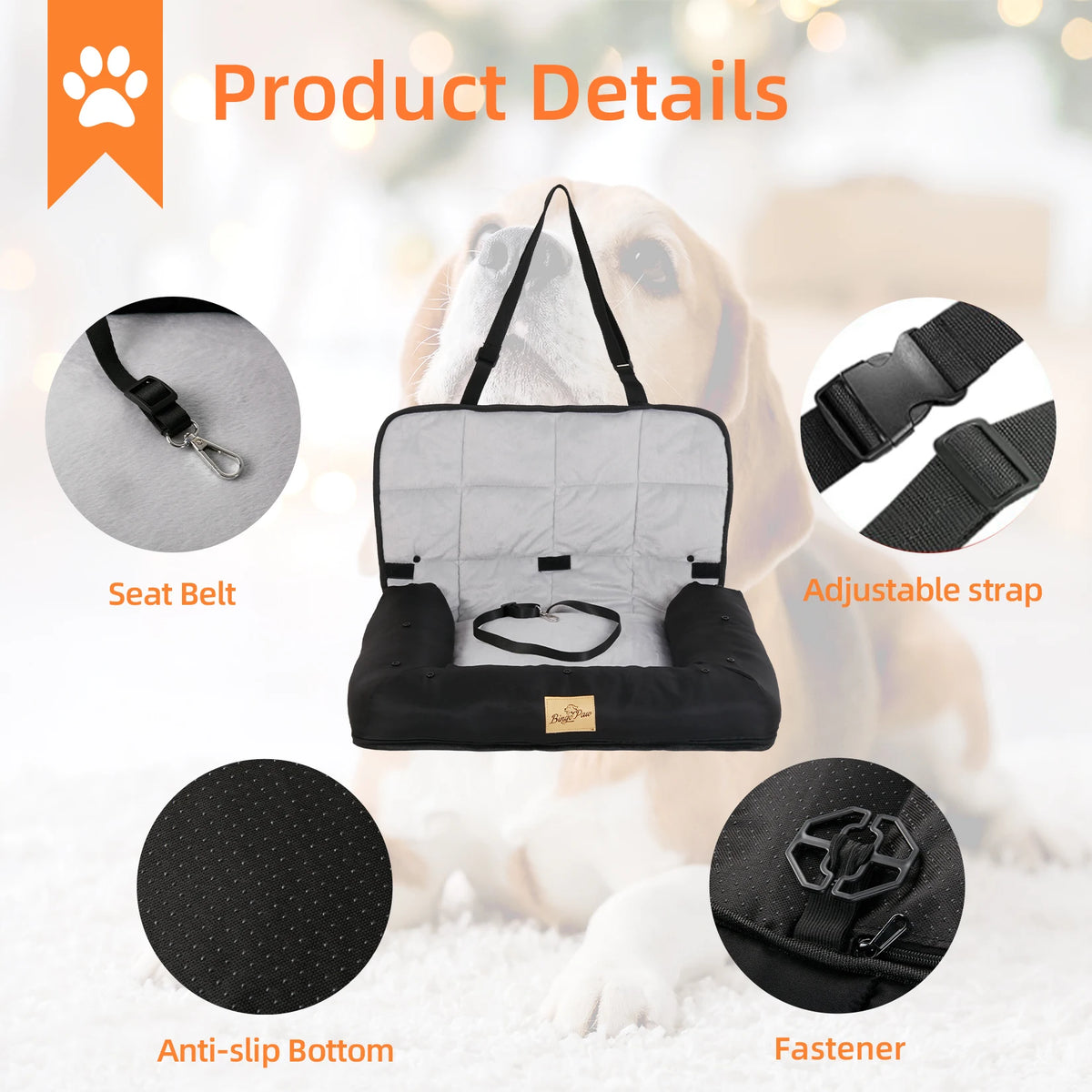 Waterproof Dog Car Booster Seat & Travel Bed