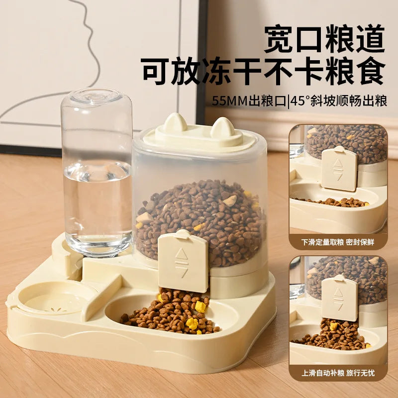 New Cat Double Bowl Automatic Pet Bowl Feeder Cat Drinker Cat Basin Cat Dog Bowl Pet Supplies