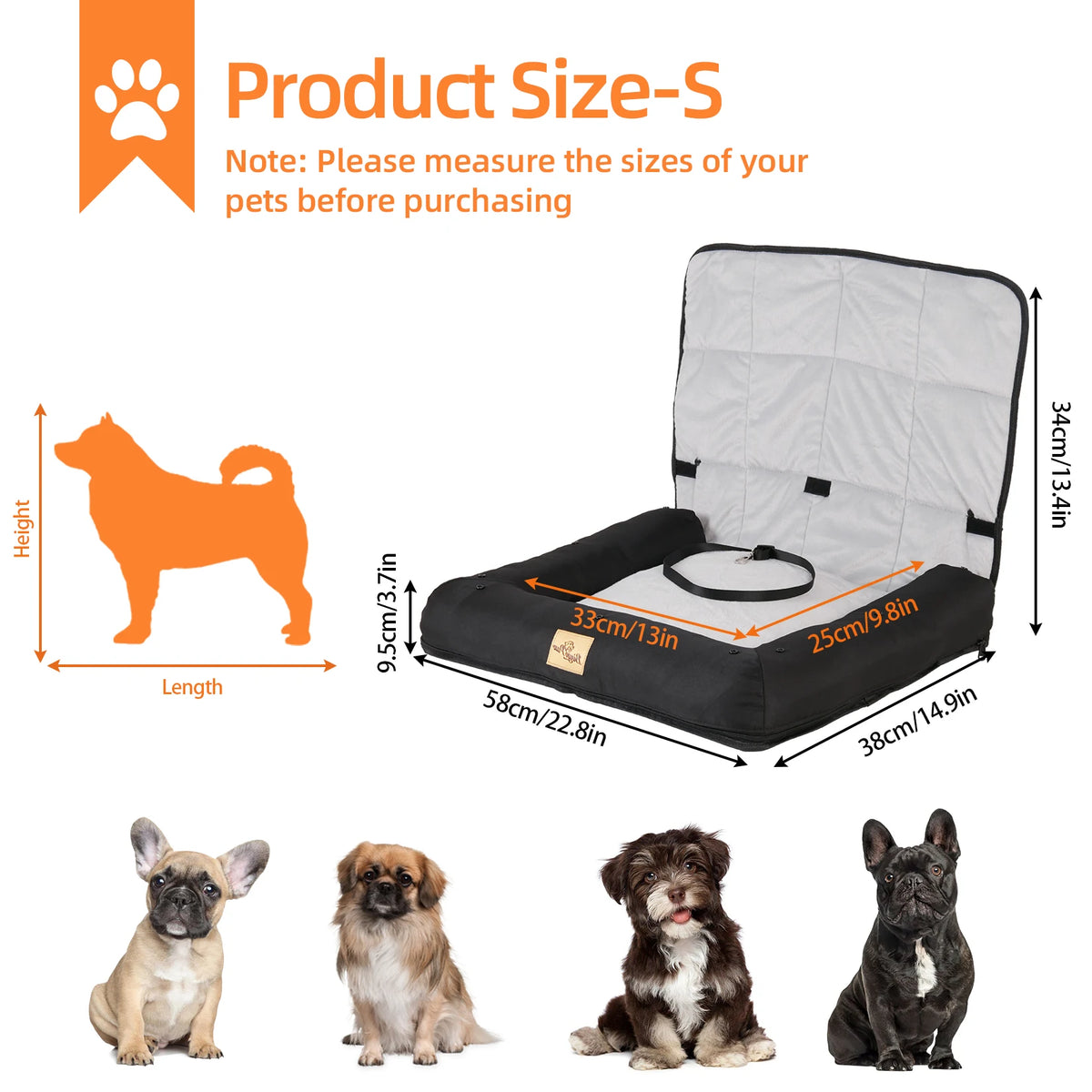 Waterproof Dog Car Booster Seat & Travel Bed