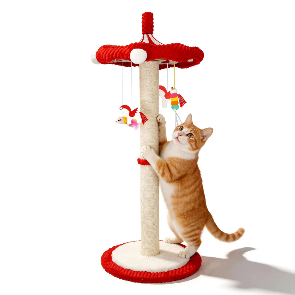 Carousel Cat Tree with Rotating Top & Toys