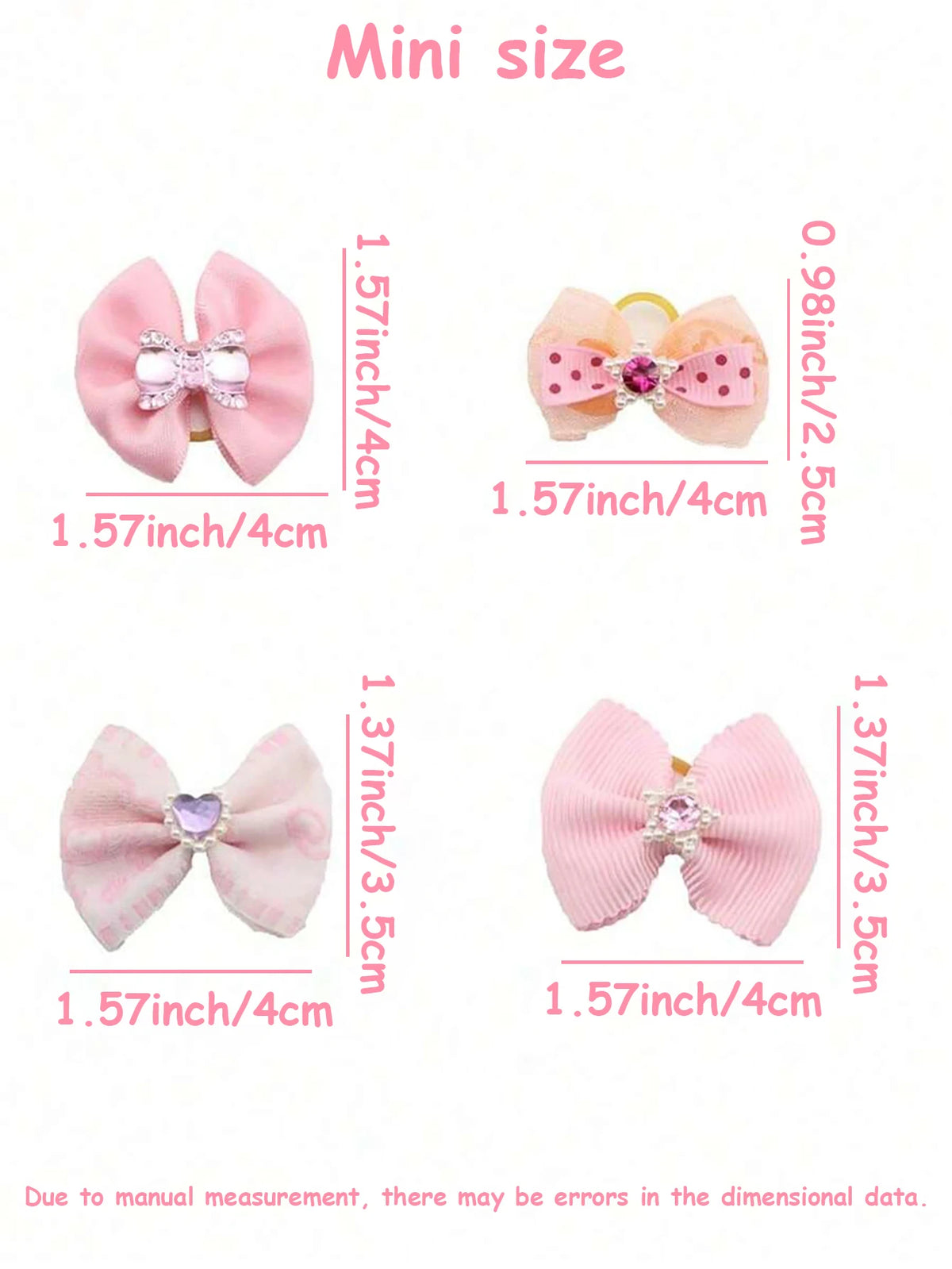 20 Pink Pet Rubber Band Hair Accessories, Bow-Knot Princess-Style Hair Ornaments, Suitable for Managing Long Pet Hair, Decorative