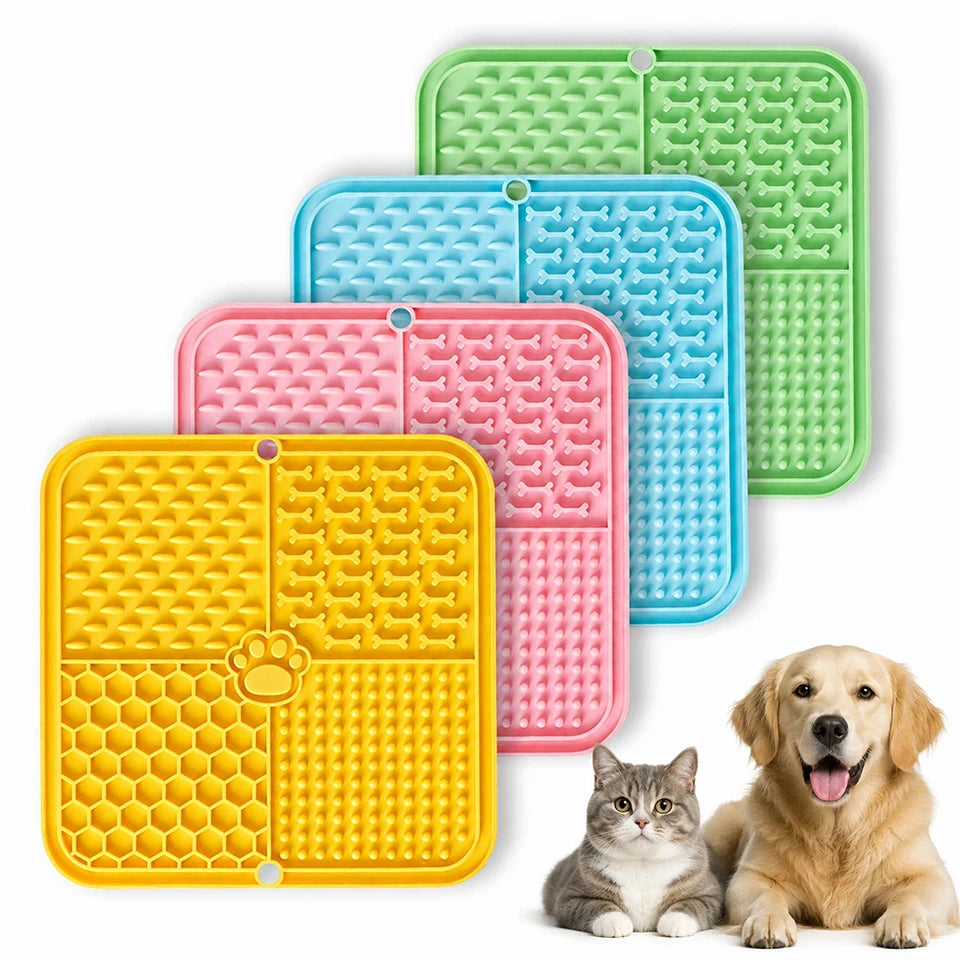 15.5x15.5cm Slow Feeder Licking Mat Food Grade Silicone Pet Feeding Mat Strong Suction Cup Anti Gulping Bowl Dog Cat Treat Pad