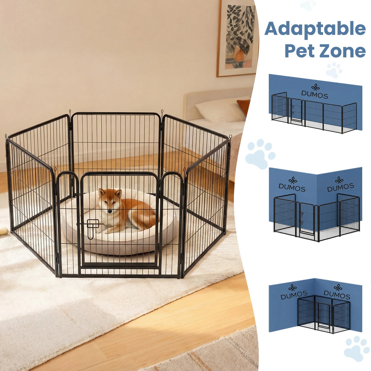 6-Panel Foldable Metal Dog Playpen