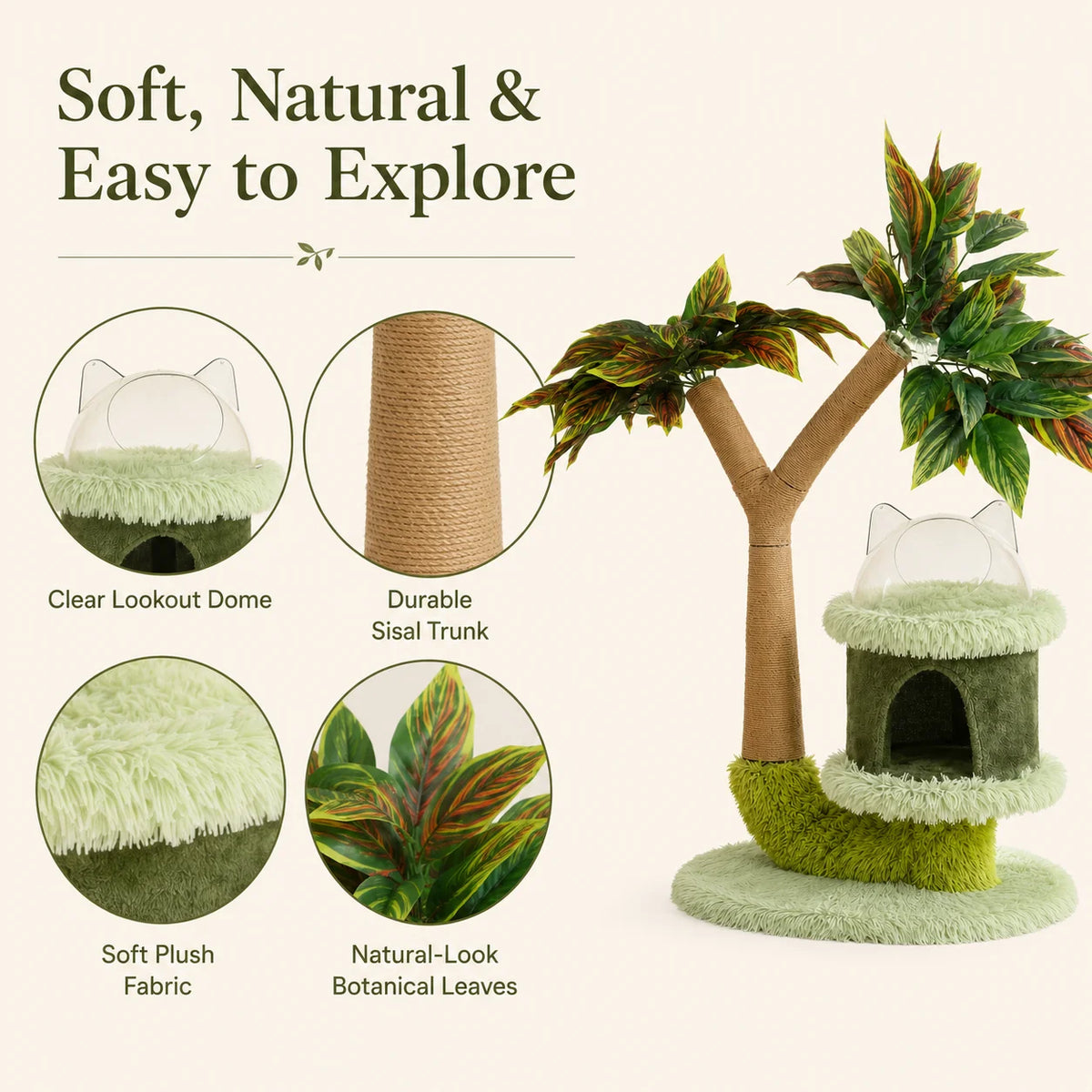 Mango Tree Cat Tower with Sisal Scratcher
