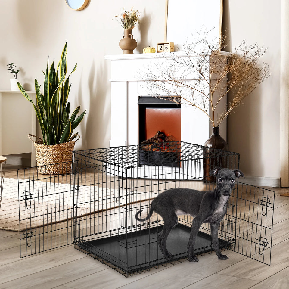 48-Inch Double-Door Folding Dog Crate