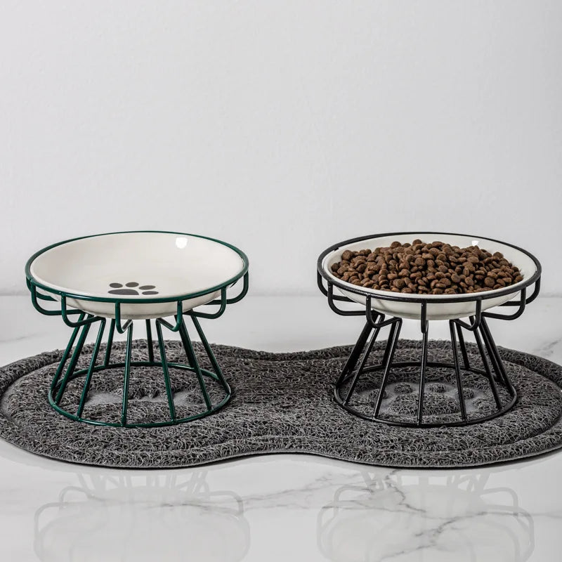 Ceramic cat bowl, pet cat bowl, cat dish, can‑feeding dish, water bowl, kitten dish; supports neck health and helps prevent chin