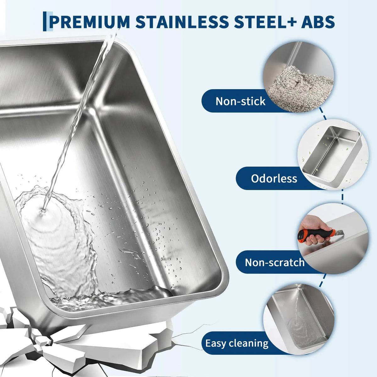 XL Stainless Steel Enclosed Cat Litter Box