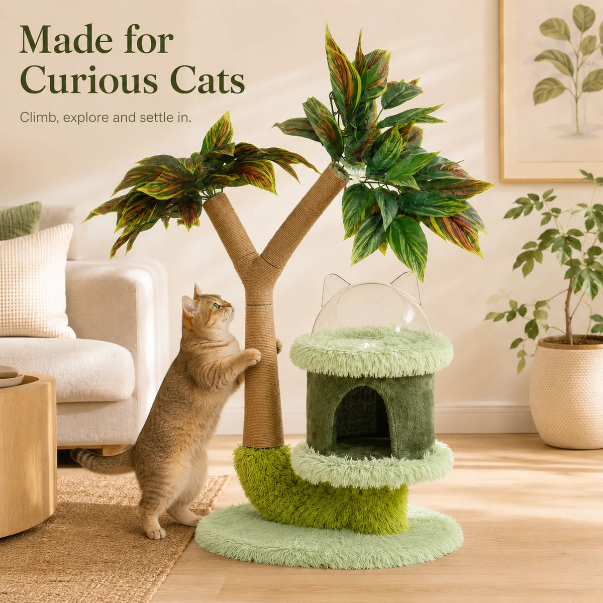 Mango Tree Cat Tower with Sisal Scratcher