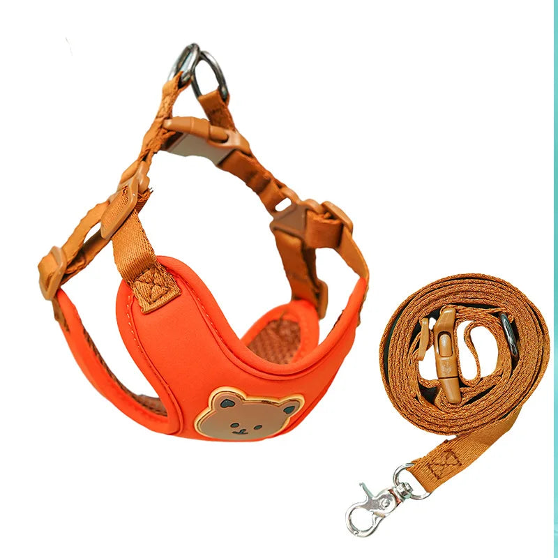 Cute Bear Chest Strap Traction Pet Traction Rope for Small and Medium Dogs Going Out Teddy Bears and Cats Universal