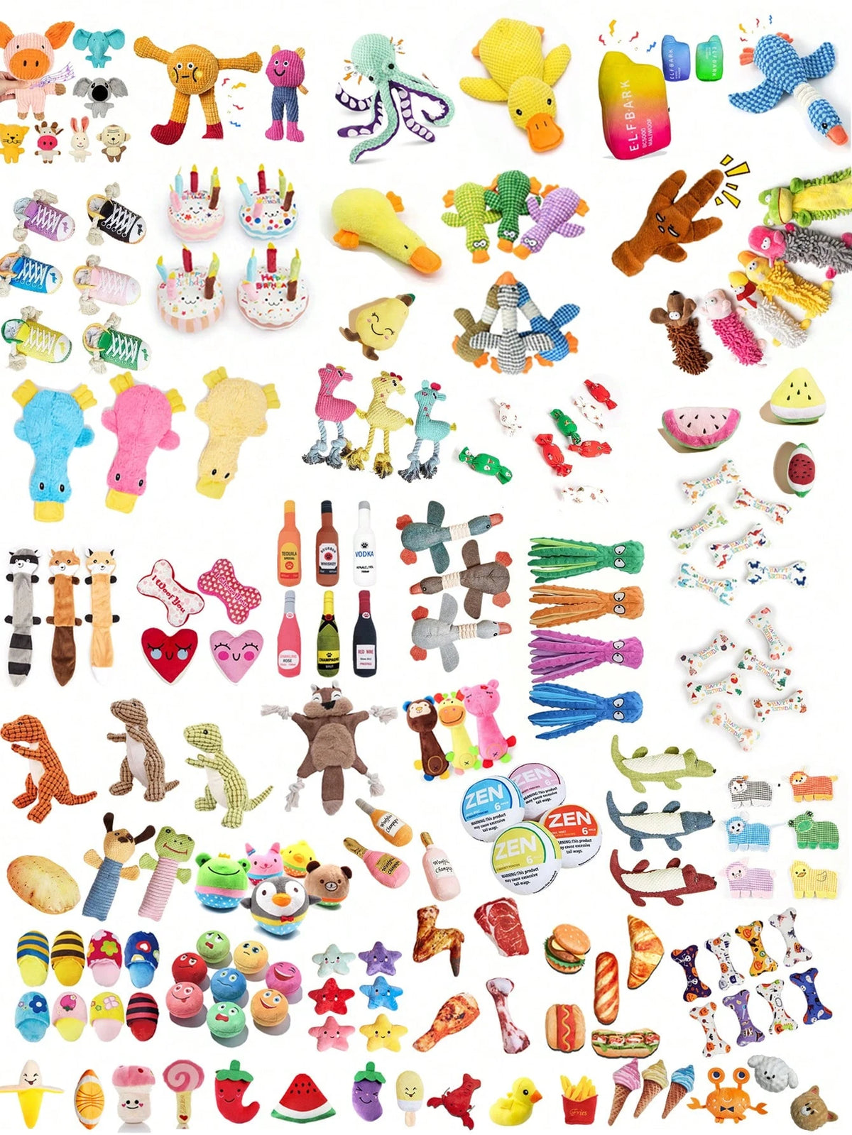 2/4/6/14-piece set of cartoon dog toys, suitable for small dogs - interactive crinkly pet game set, ideal for pets who love to chew, includes tug-of-war toy with a bell