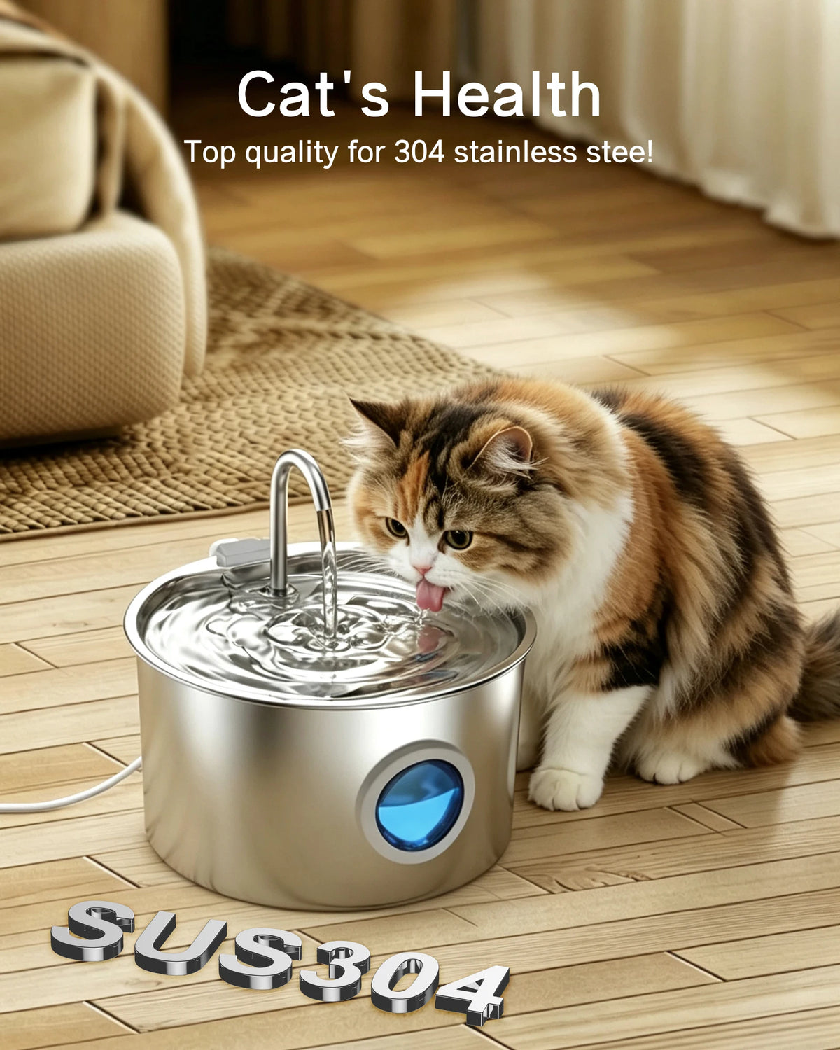 3.2L Stainless Steel Cat & Dog Water Fountain