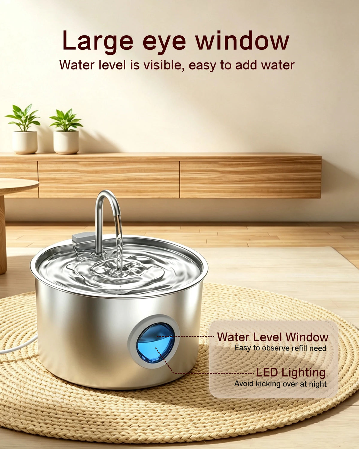 3.2L Stainless Steel Cat & Dog Water Fountain
