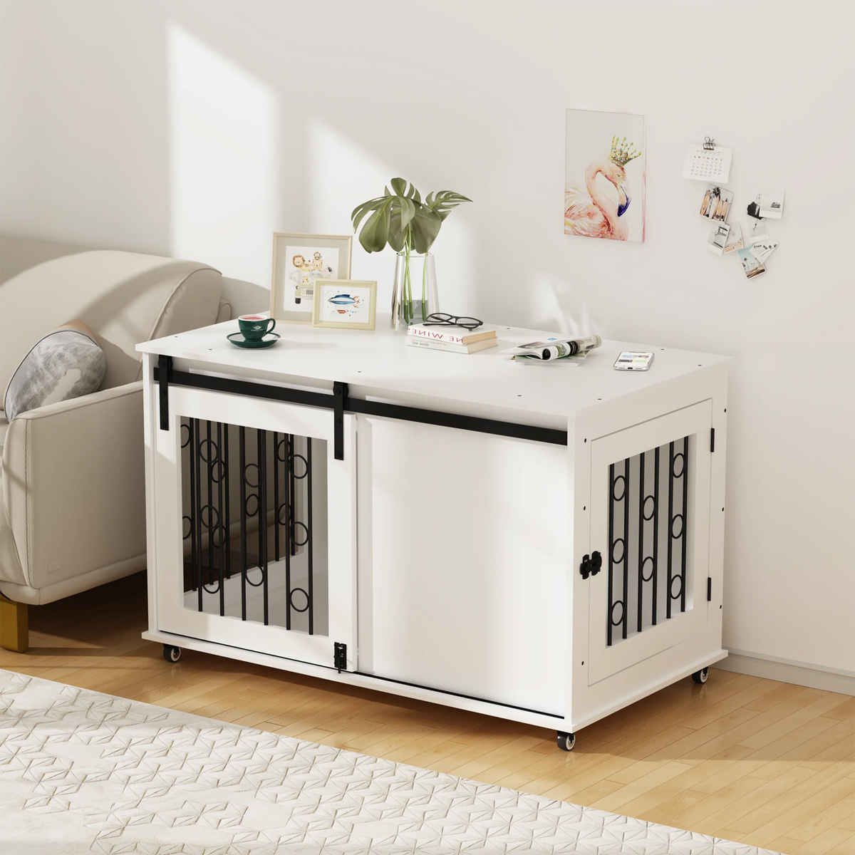 Modern Wooden Dog Crate End Table