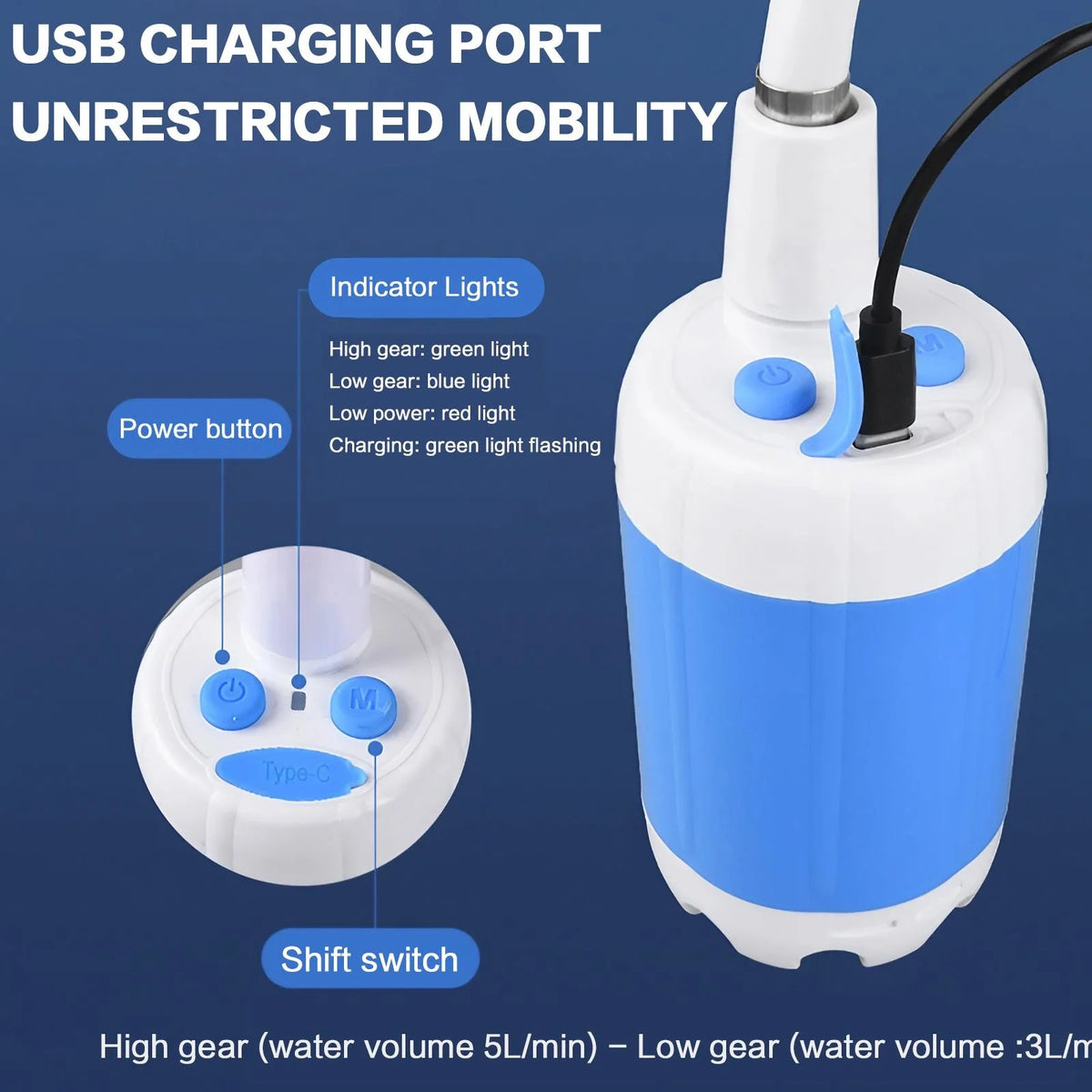 Rechargeable Portable Pet Shower Pump
