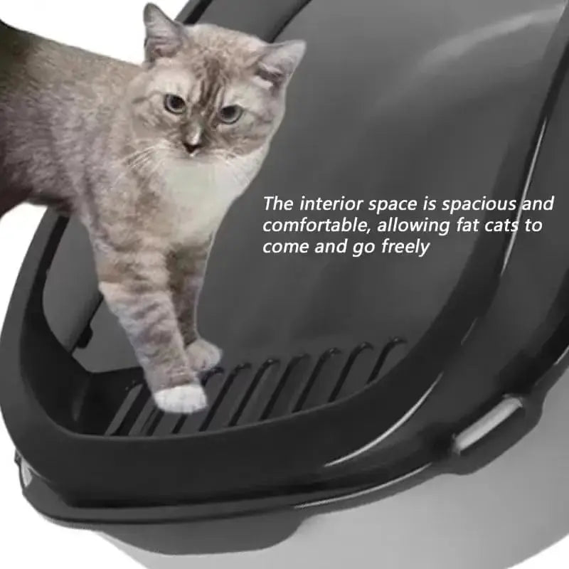 High-Sided Semi-Enclosed Cat Litter Box
