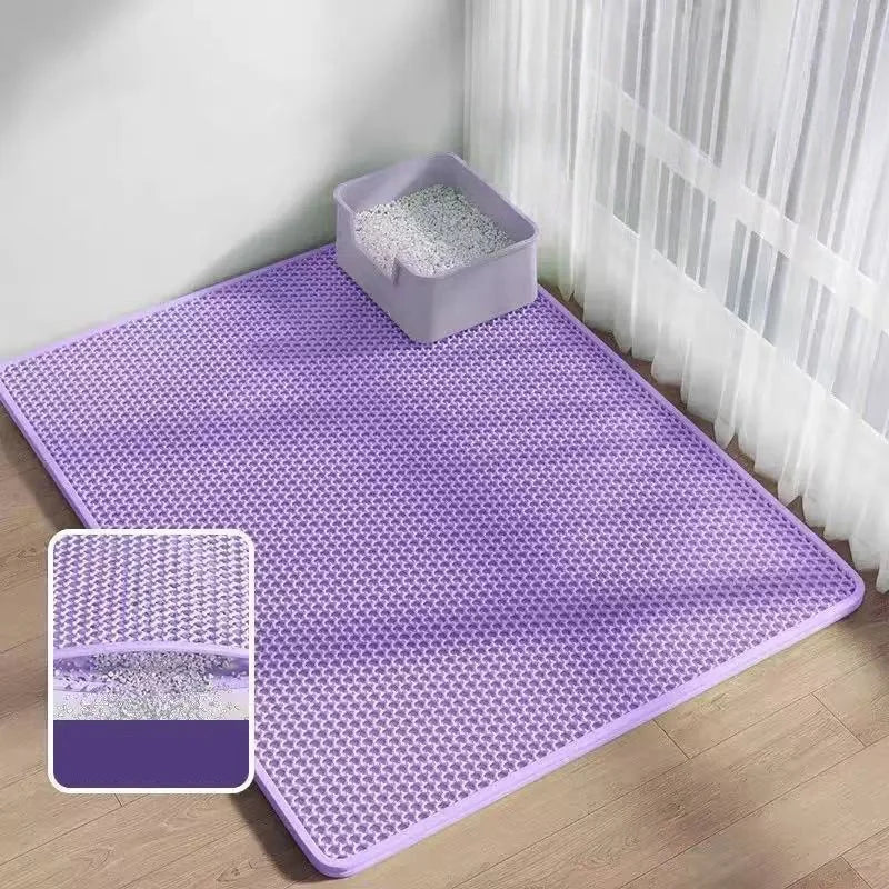 Cat Litter Mat 2-Layer Design Premium Sand Trapping Technology Waterproof Base Non-Slip Pet Floor Protector for Indoor Kittens