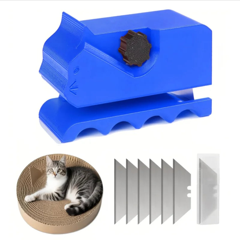 Blue Handheld Cardboard Cutter Tool, DIY Cutting Tool for Making Cat Scratching Pads, Scratch Boards & Cat Beds