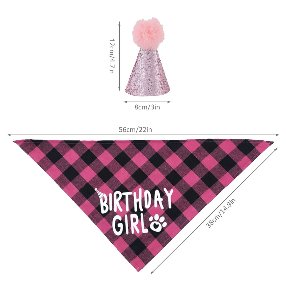 Dog Birthday Bandana, Hat & Number Set