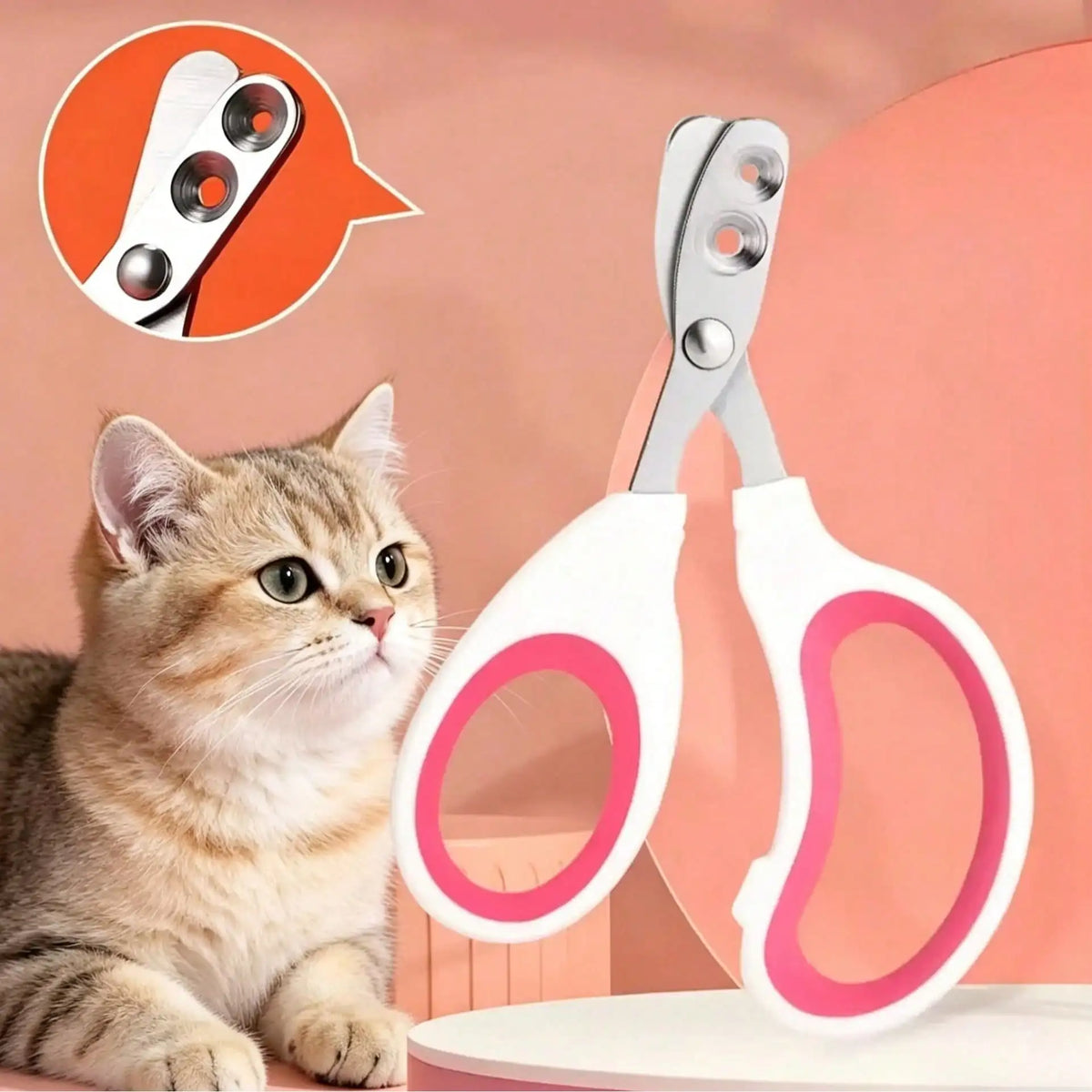 Pet Nail Clippers For Cats & Dogs, Double-Hole Stainless Steel Blind Cut Nail Trimmers,  Injury-Proof Design, Easy To Use Grooming Tool For Beginners Kittens Puppies