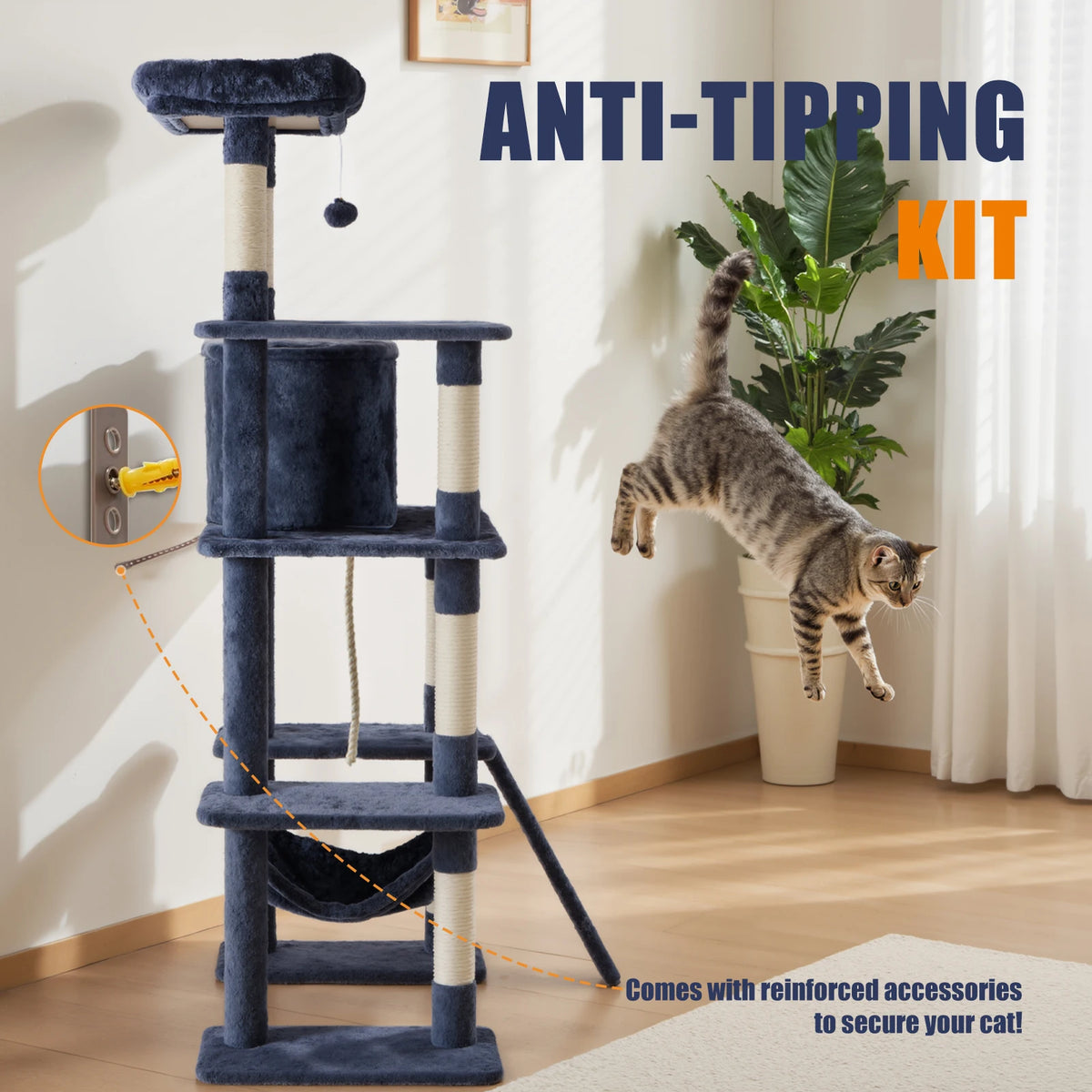 63-Inch Multi-Cat Tree & Climbing Tower