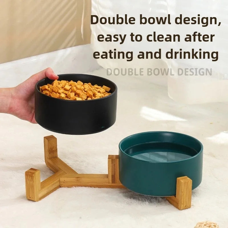 Spill-Resistant Double Ceramic Pet Bowls