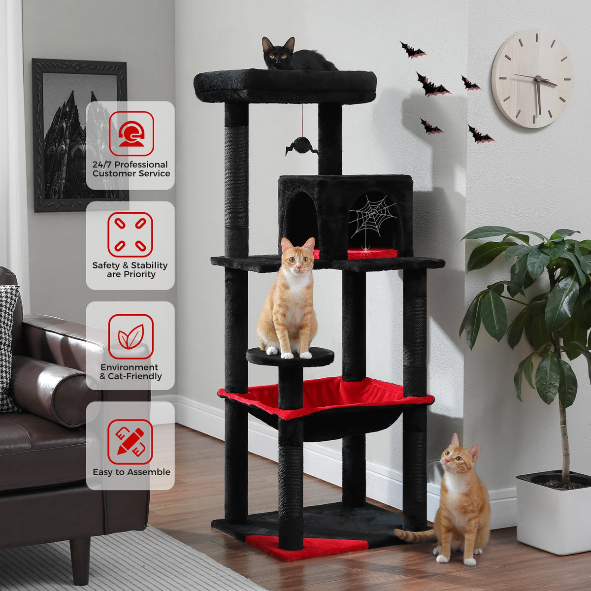 Gothic Cat Tree with Large Hammock & Condo