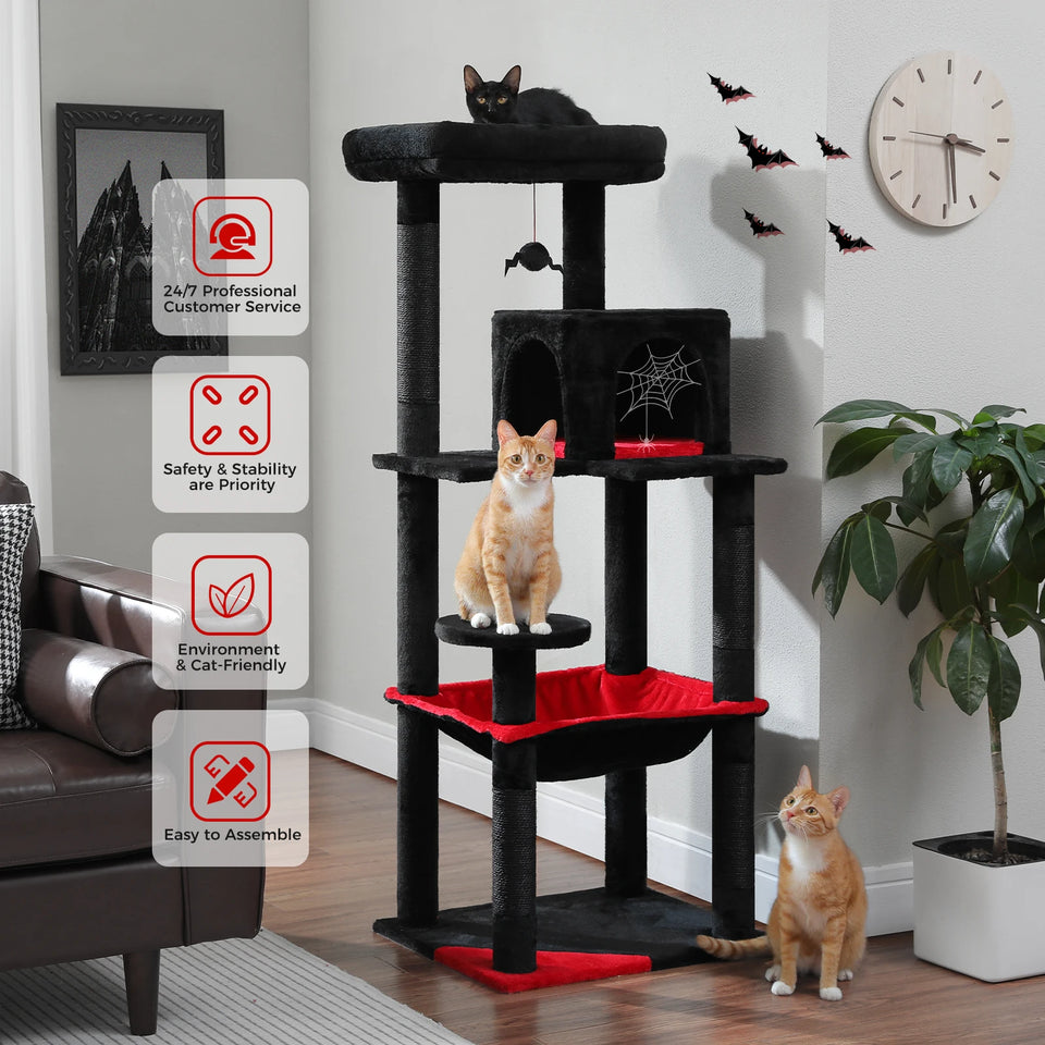 Gothic Cat Tree with Large Hammock & Condo
