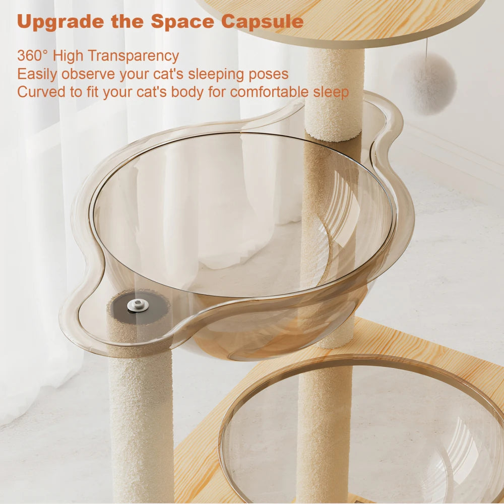 59-Inch Modern Wood Cat Tree & Tower