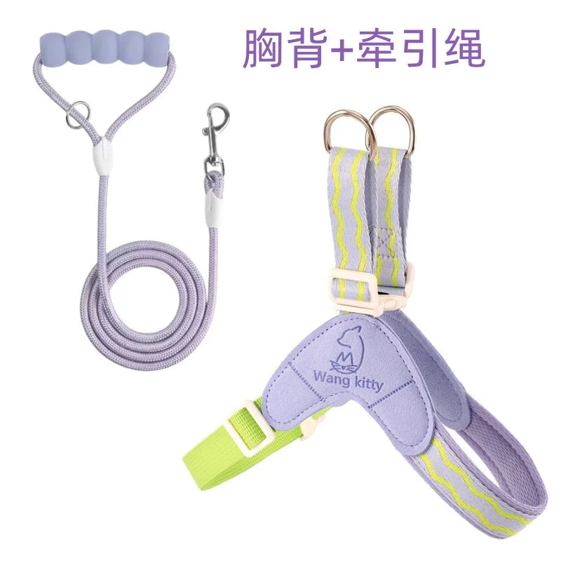 Dog Leash Going Out without Hands Pet Saddle Chest Back Anti-Break Dog Leash Dog Chain Breathable Leash