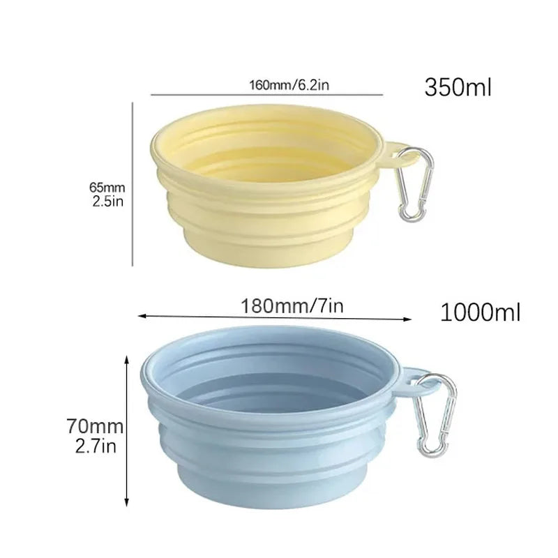 350ml Foldable Pet Water Bowl - Silicone Folding Bowl for Dogs and Cats Suitable for Outdoor Travel and Puppies
