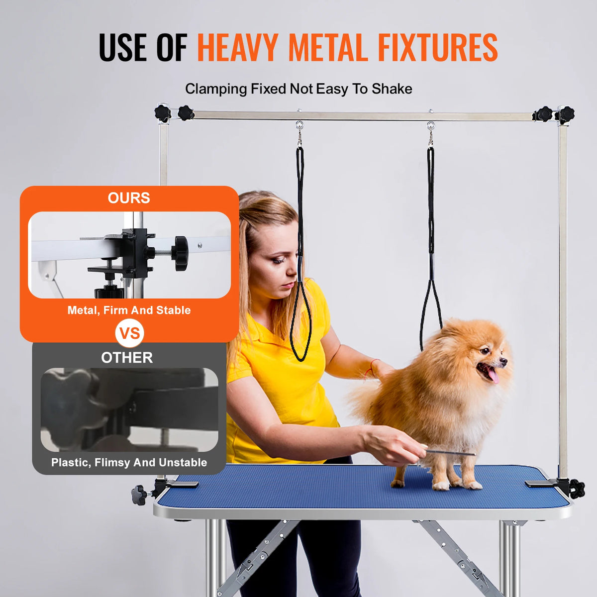 Foldable Pet Grooming Table with Dual Arms