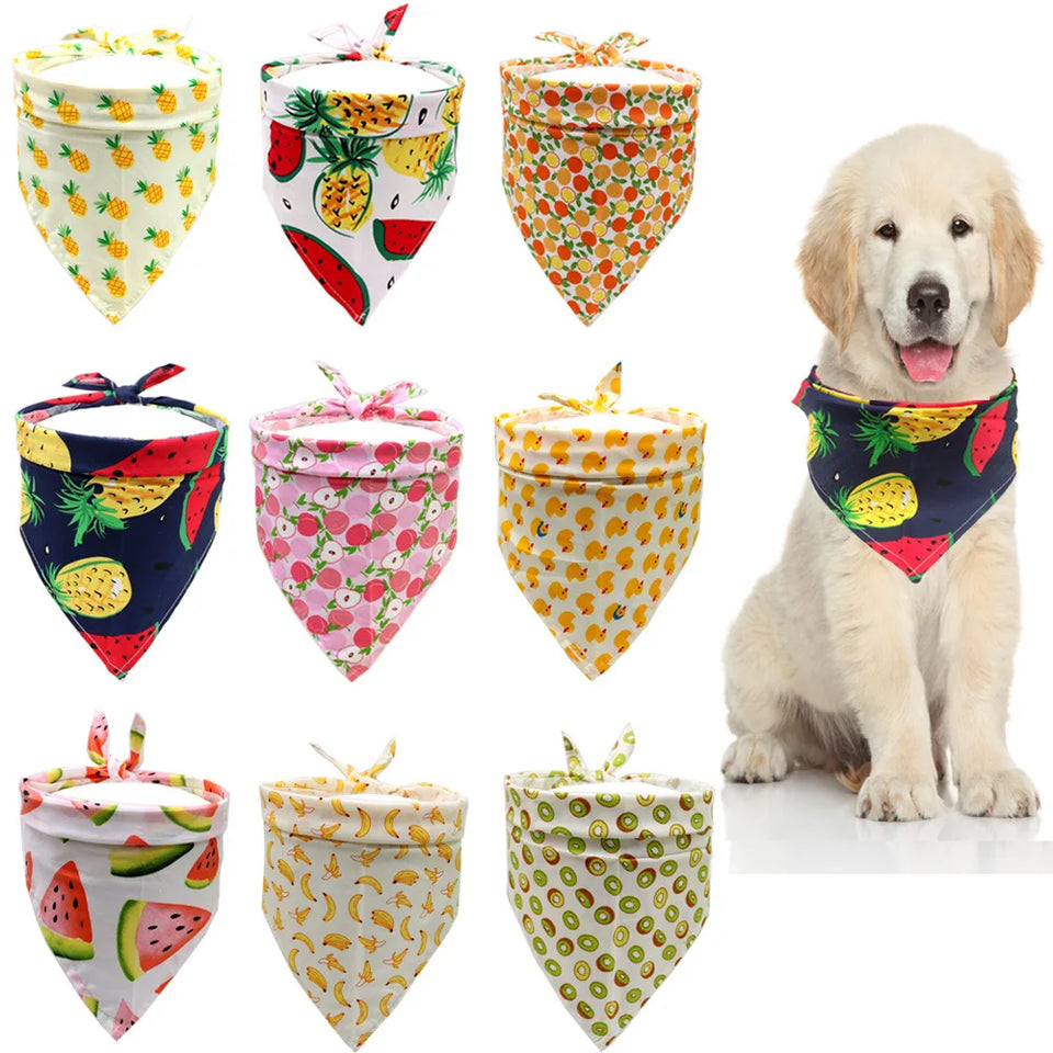 Pet saliva towel Fruit pet scarf Cotton dog triangle scarf Summer pet supplies accessories wholesale