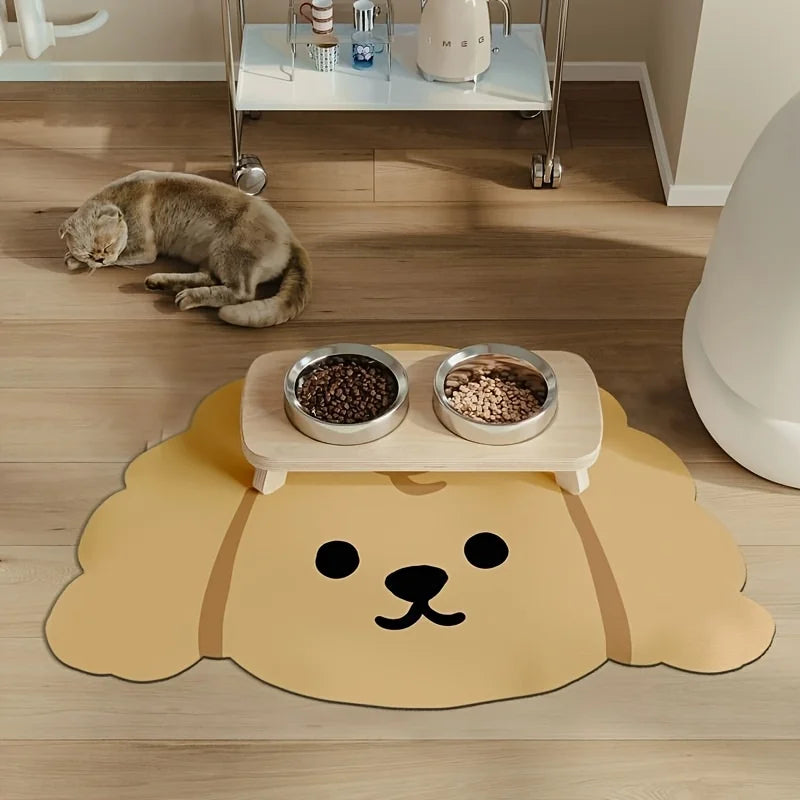 VIKAMA Cartoon Pet Diatomaceous Earth Mat Water-Absorbent Quick-Drying Non-Slip Mat Kennel Mat Dog Dining Mat Home Decoration