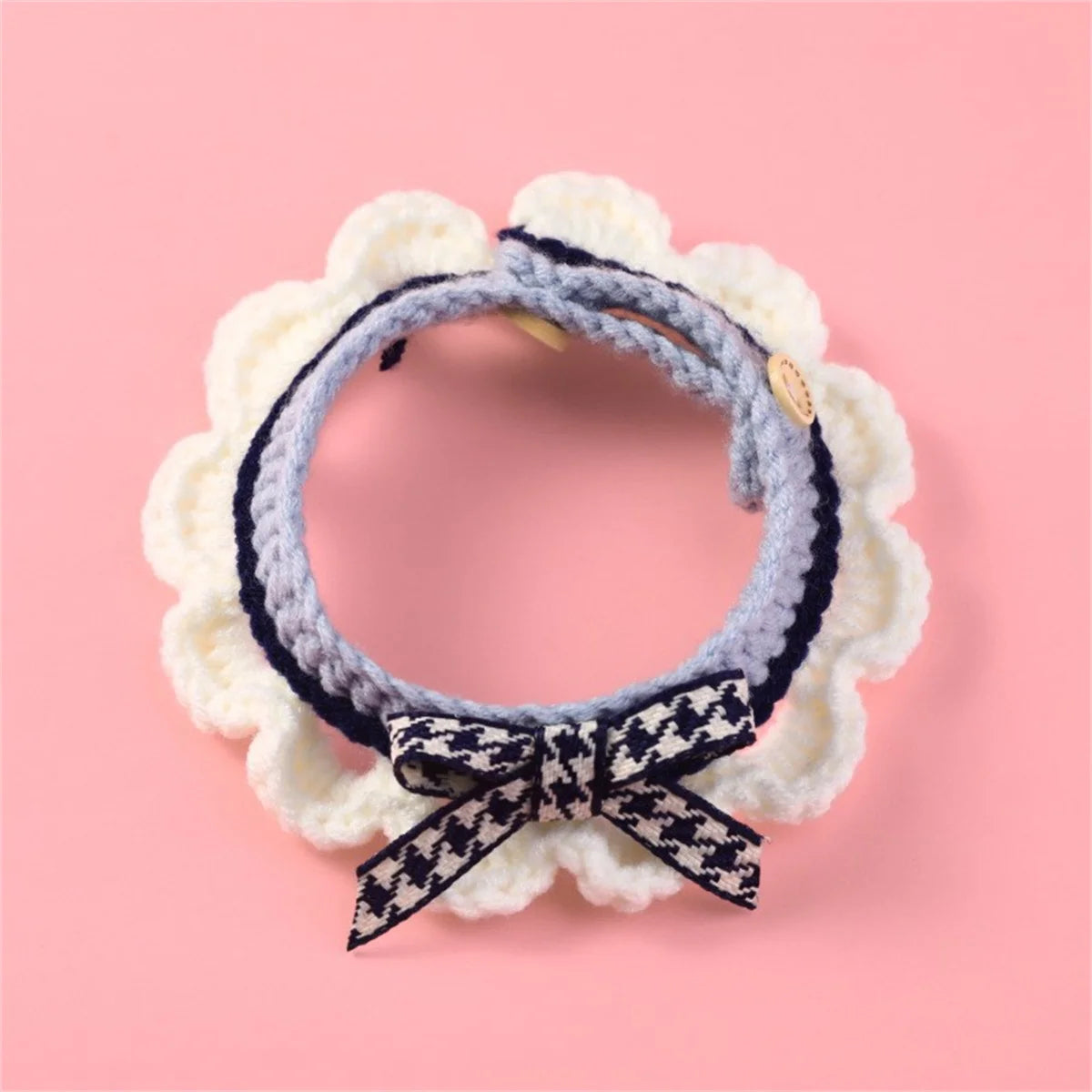 Hand-Knitted Bow Collar for Cats & Dogs