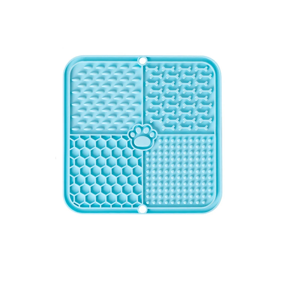 15.5x15.5cm Slow Feeder Licking Mat Food Grade Silicone Pet Feeding Mat Strong Suction Cup Anti Gulping Bowl Dog Cat Treat Pad