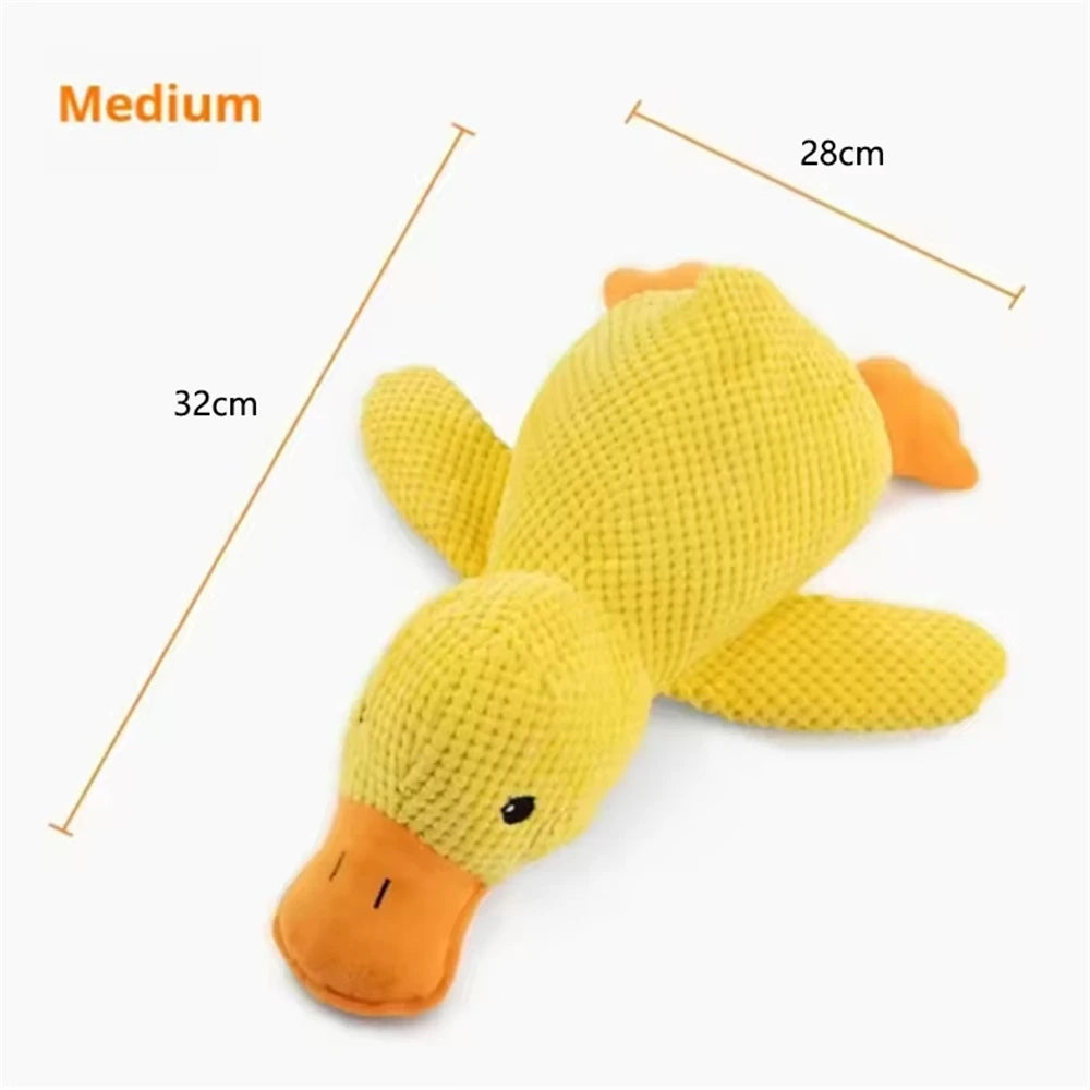 1pc Large Duck Design Pet Grinding Teeth Squeaky Plush Toy, Durable Chew Toy For Dog Interactive Supply