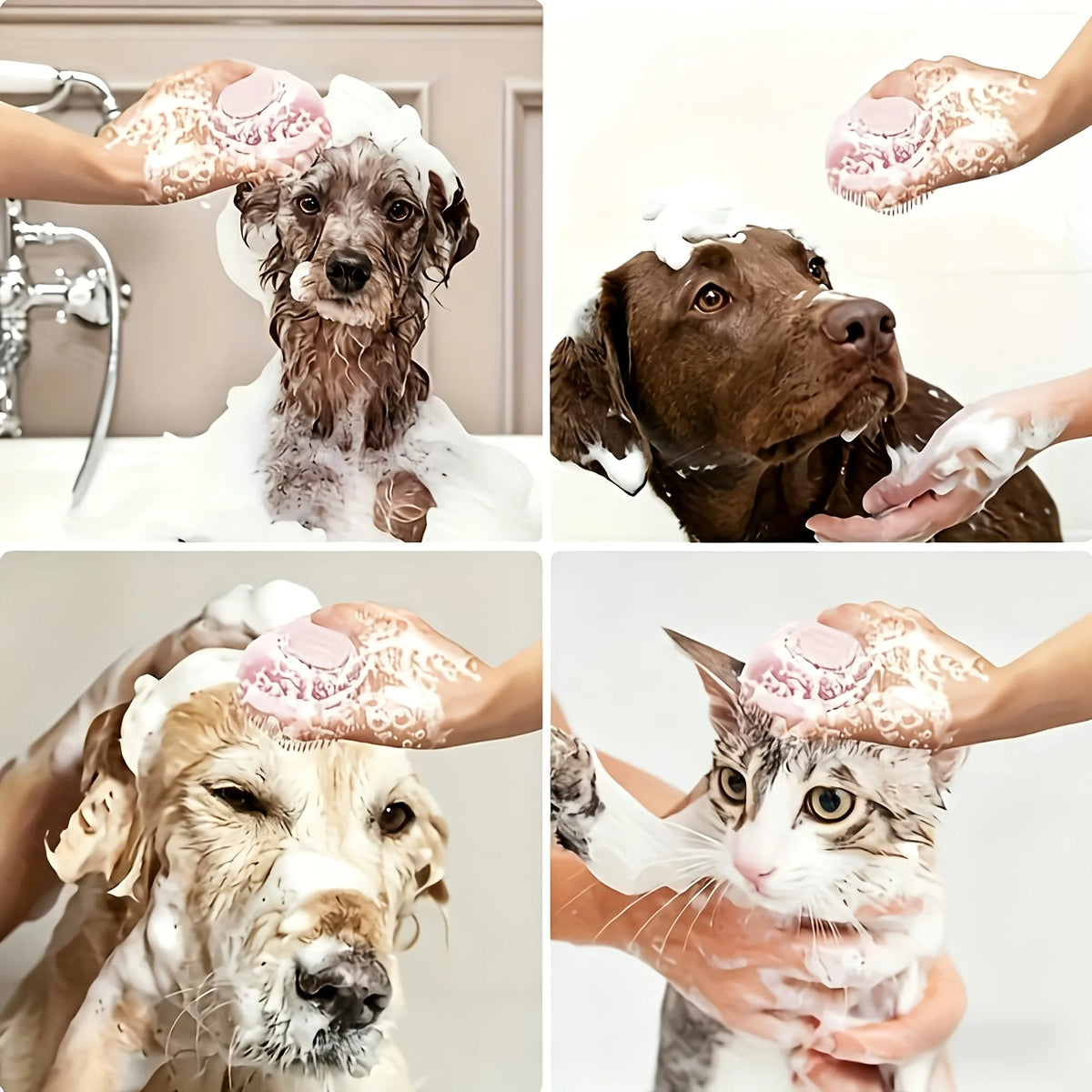 Pet Massage & Bath Brush for Dogs and Cats